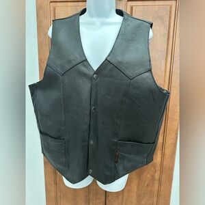 Men's Black Leather Vest
